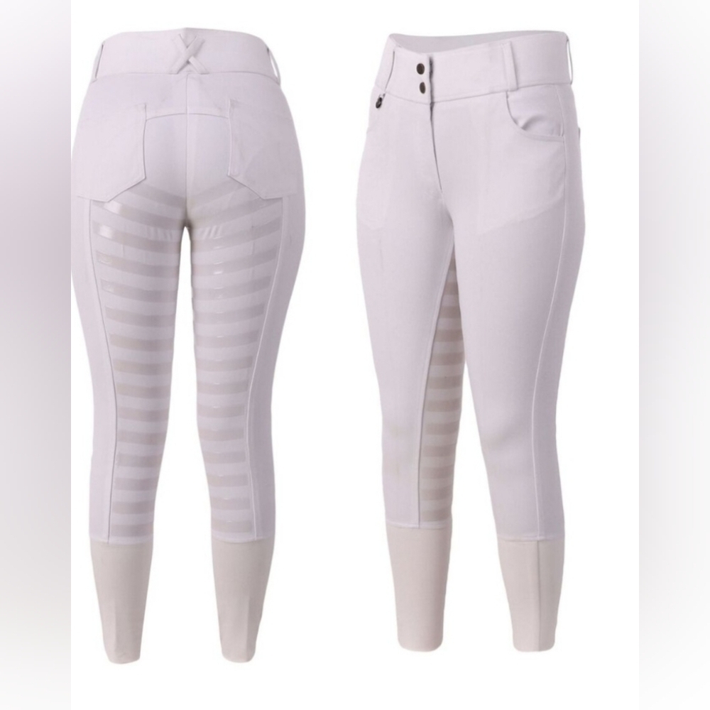 Unicorn Equestrian White High Waist Full Seat Breeches 14 NWT